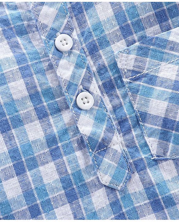 Babyhug Half Sleeves Shirt Checks Pattern - Blue