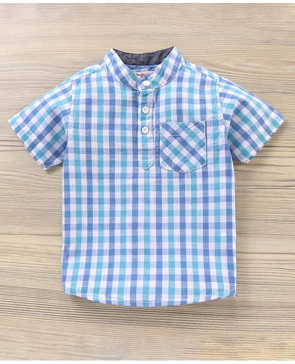 Babyhug Half Sleeves Shirt Checks Print- Blue