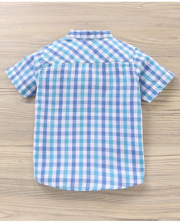 Babyhug Half Sleeves Shirt Checks Print- Blue
