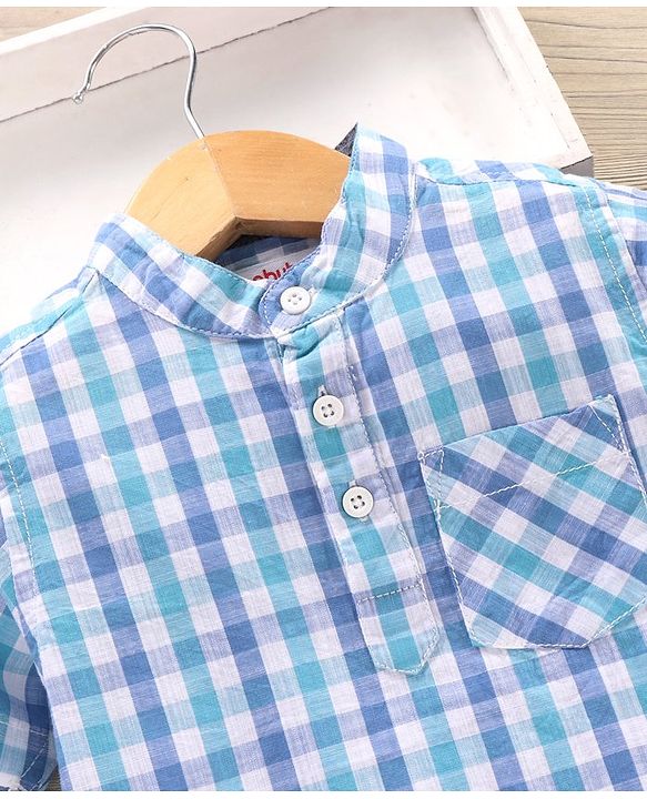 Babyhug Half Sleeves Shirt Checks Print- Blue