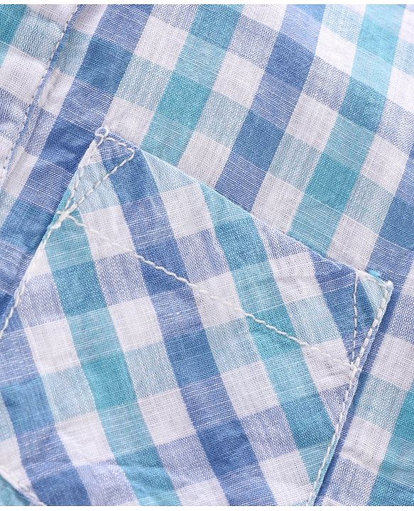 Babyhug Half Sleeves Shirt Checks Print- Blue