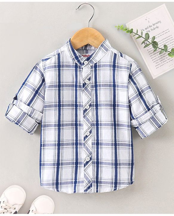 Babyhug Cotton Woven Full Sleeves Checks Shirt - White