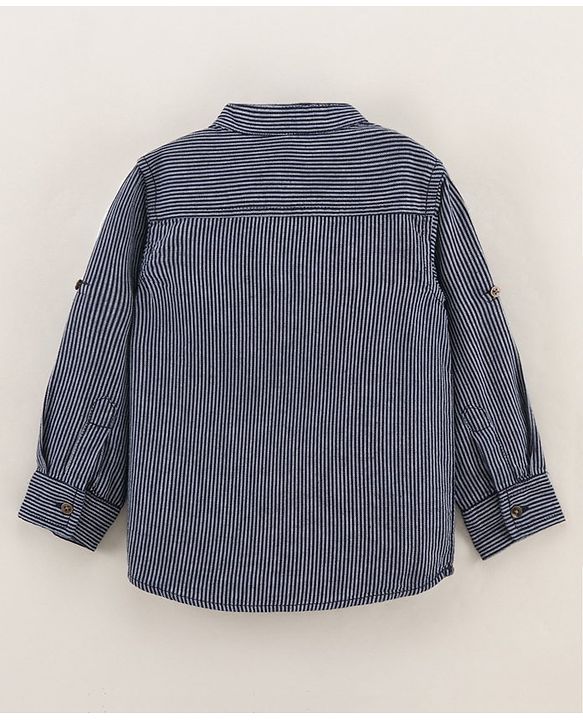 Babyhug Cotton Woven Full Sleeves Denim Shirt Striped - Blue