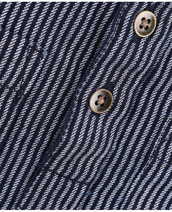 Babyhug Cotton Woven Full Sleeves Denim Shirt Striped - Blue