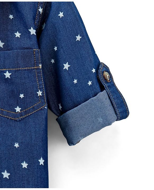 Babyhug Full Sleeves Denim Shirt Star Print - Blue