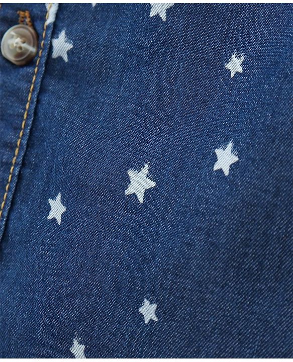 Babyhug Full Sleeves Denim Shirt Star Print - Blue
