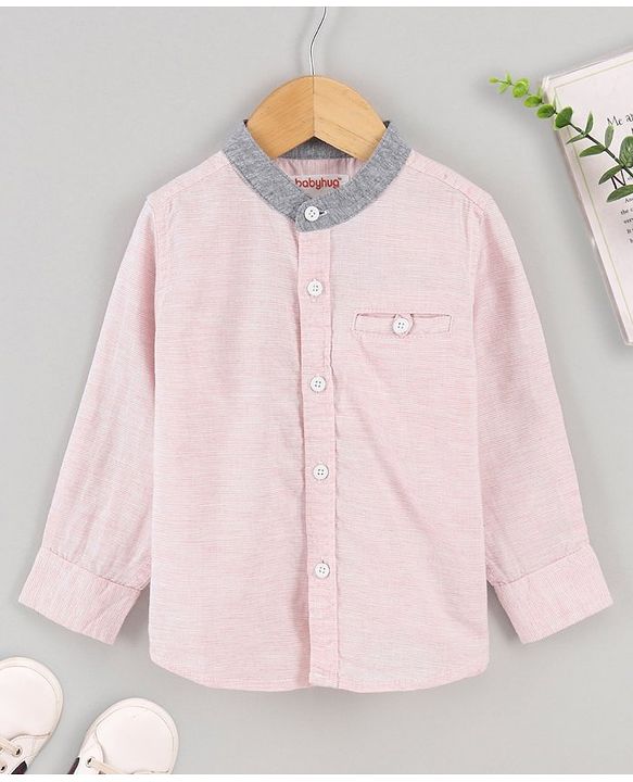 Babyhug Full Sleeves Solid Color Shirt - Pink