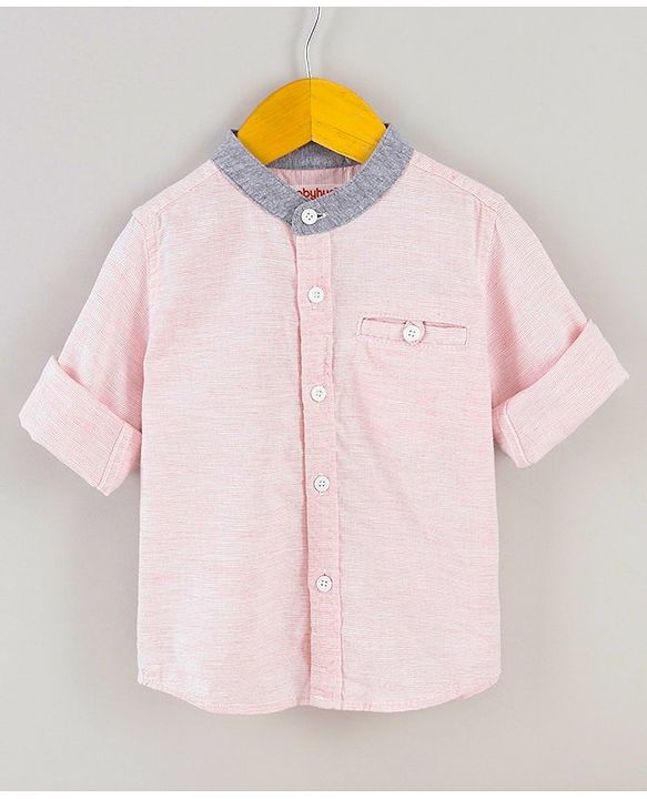 Babyhug Full Sleeves Solid Color Shirt - Pink
