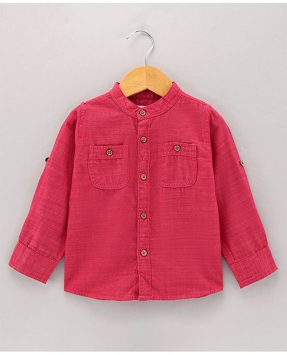 Babyhug Full Sleeves Solid Color Shirt - Red