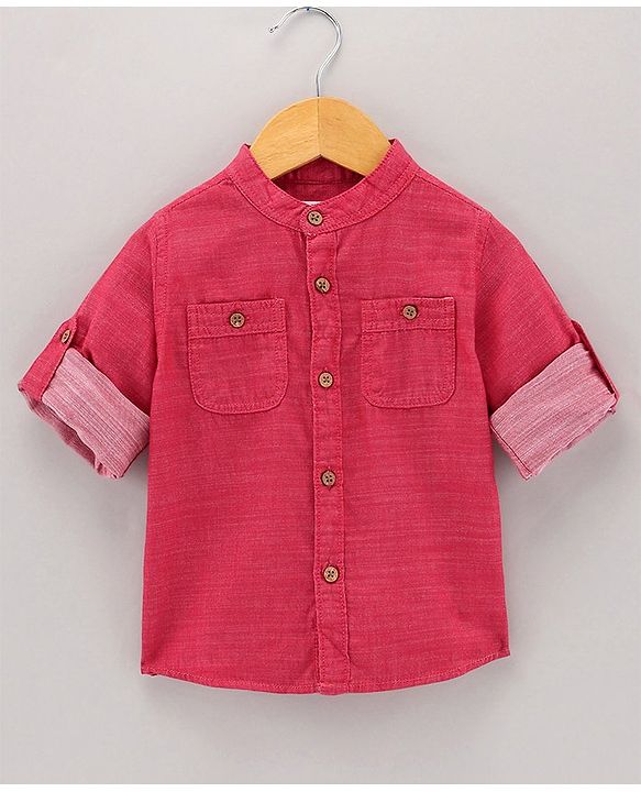 Babyhug Full Sleeves Solid Color Shirt - Red