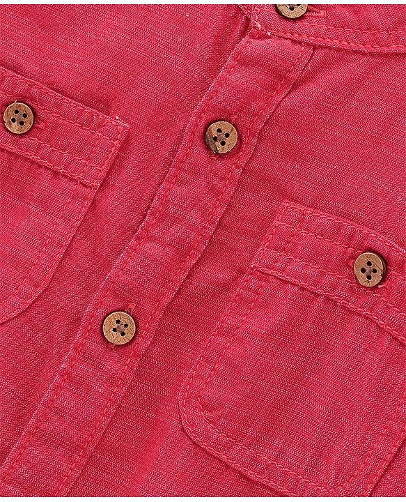 Babyhug Full Sleeves Solid Color Shirt - Red