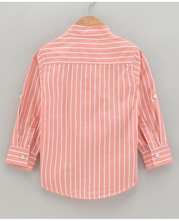 Babyhug Full Sleeves Striped Shirt - Orange