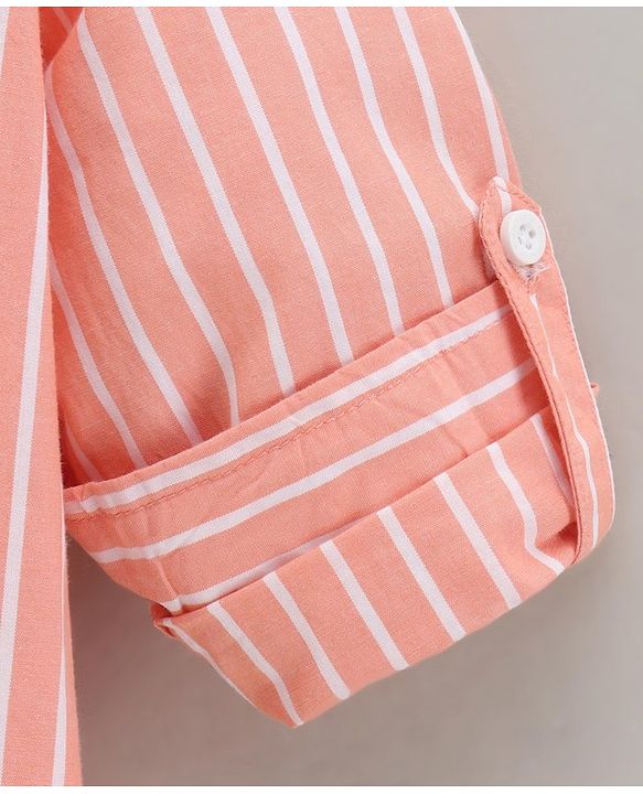 Babyhug Full Sleeves Striped Shirt - Orange