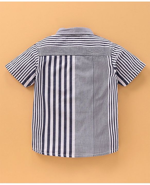 Babyhug Cotton Woven Half Sleeves Shirt Striped - Blue