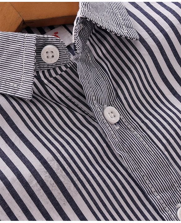 Babyhug Cotton Woven Half Sleeves Shirt Striped - Blue