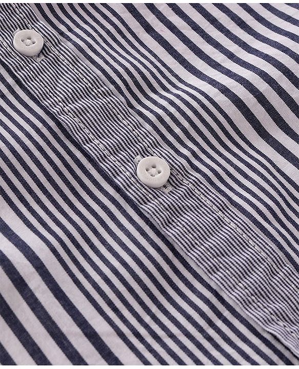Babyhug Cotton Woven Half Sleeves Shirt Striped - Blue