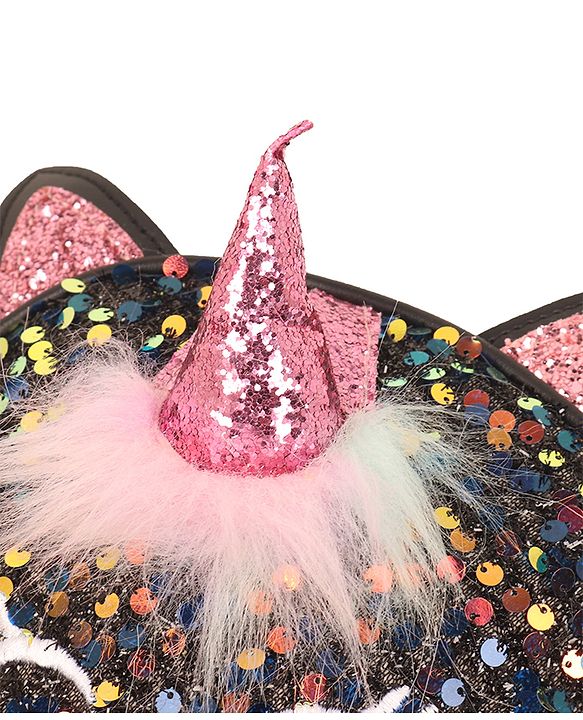 Babyhug Free Size Sling Bag With Sequin & Feather Detailing- Black