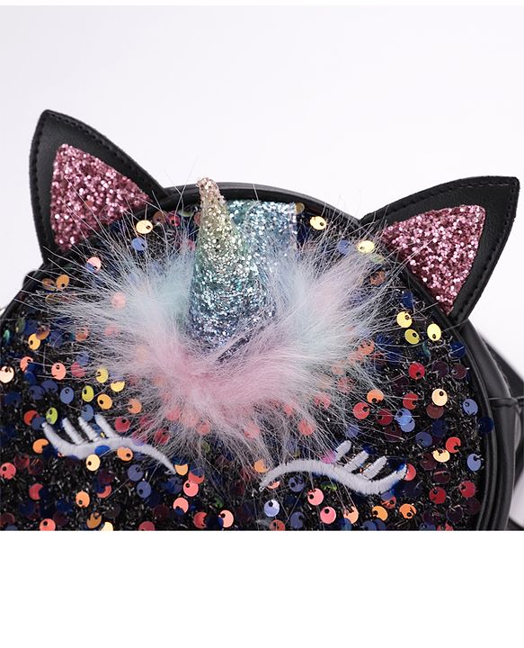 Babyhug Free Size Sling Bag With Sequin & Feather Detailing- Black