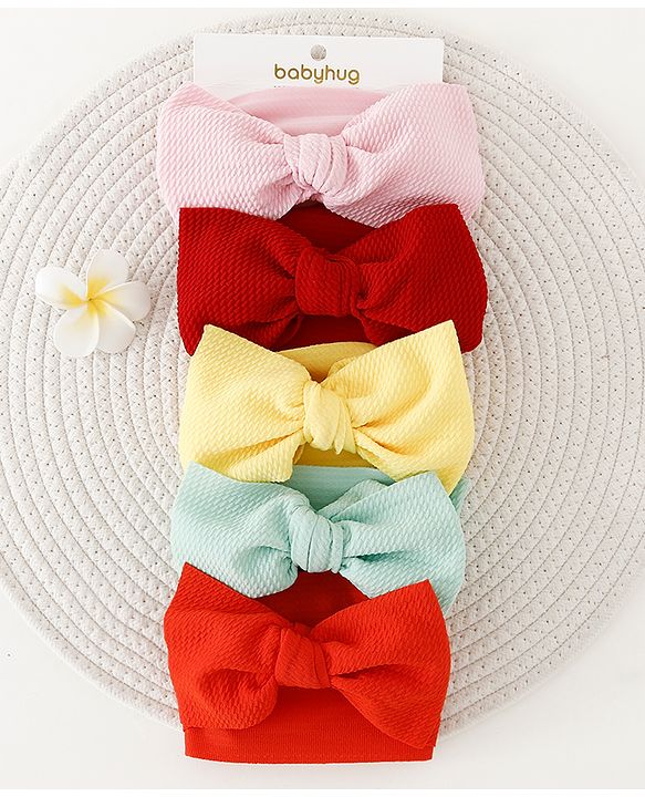 Babyhug Headbands Bow Applique   Free Size Headbands Pack of 5 - Red