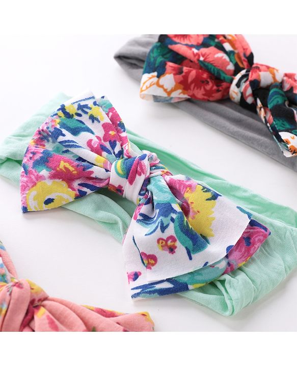 Babyhug Headbands With Bow Applique Floral Print Free Size Pack of 3 - Multicolor