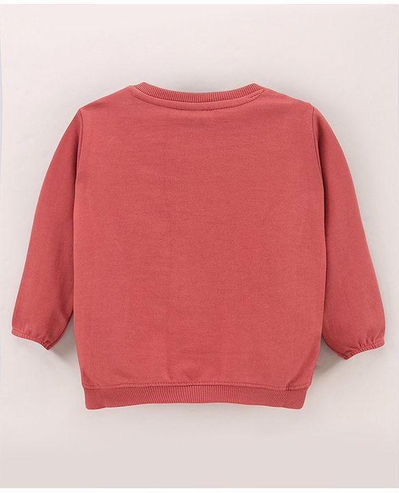 Babyhug Full Sleeves Knit Sweatshirt Deer & Sequin Applique - Brown