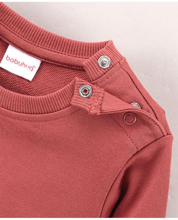 Babyhug Full Sleeves Knit Sweatshirt Deer & Sequin Applique - Brown