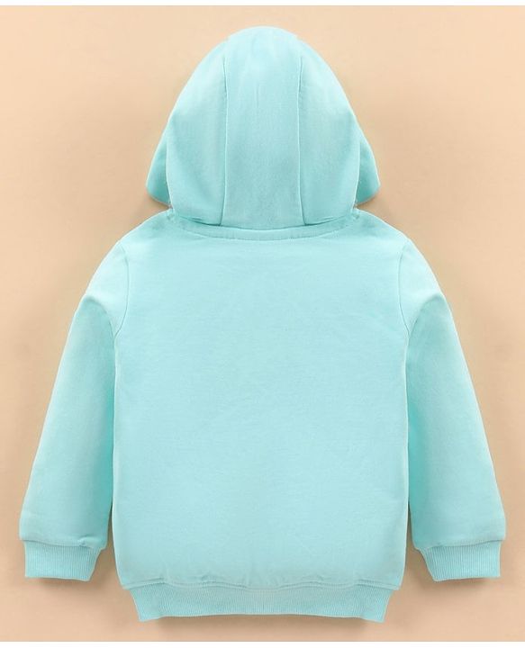Babyhug Full Sleeves Embroidered Sweat Jacket - Sky Blue