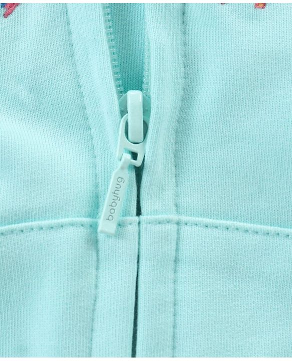 Babyhug Full Sleeves Embroidered Sweat Jacket - Sky Blue