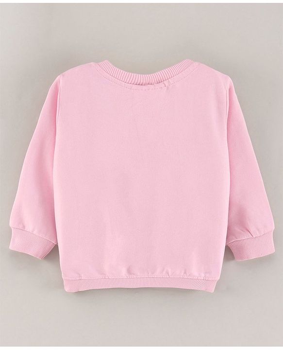 Babyhug Full Sleeves Knit Sweatshirt Text & Floral Print - Pink