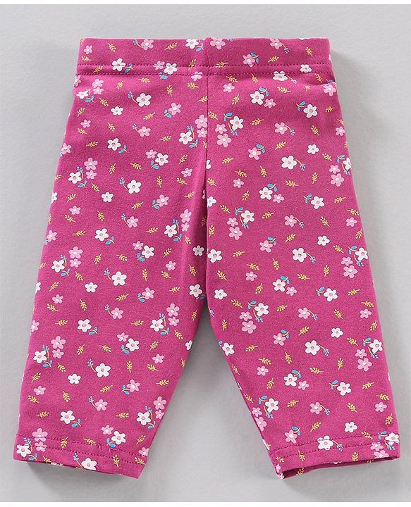 Babyhug Three Fourth Length Leggings Printed Pack of 3 - Multicolour