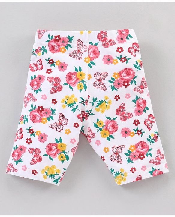 Babyhug Ankle Length Three Fourth Leggings Butterfly Print Pack Of 3 - Multicolor