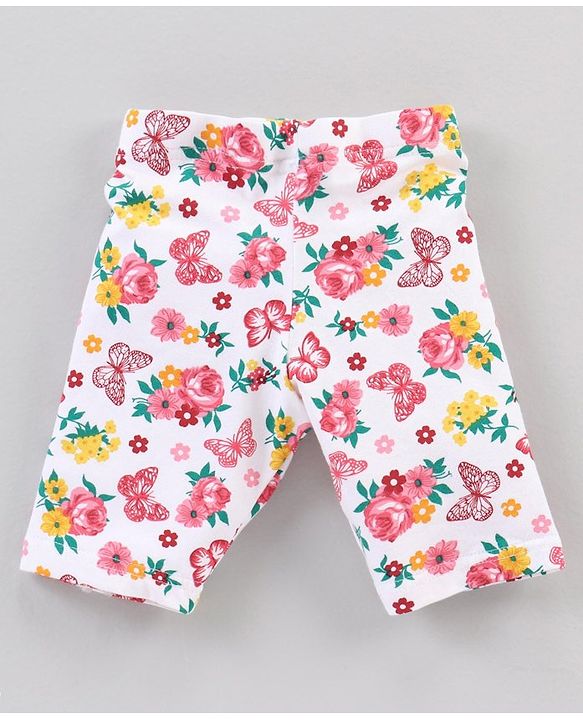 Babyhug Ankle Length Three Fourth Leggings Butterfly Print Pack Of 3 - Multicolor
