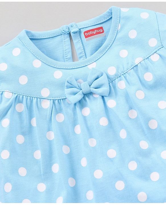 Babyhug Cotton Half Sleeves Night Suit Polka Dots Print - Blue