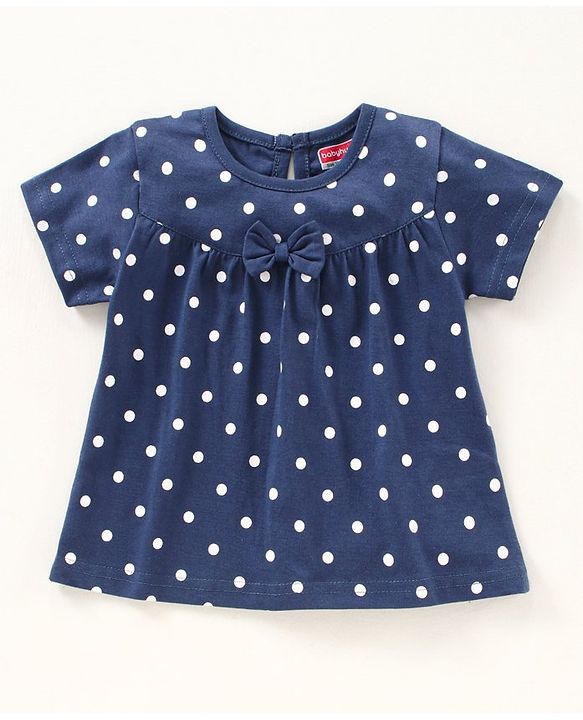 Babyhug Half Sleeves Top & Shorts Set Polka Print - Navy Blue