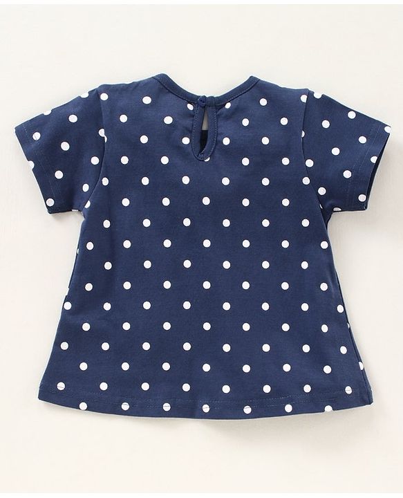 Babyhug Half Sleeves Top & Shorts Set Polka Print - Navy Blue