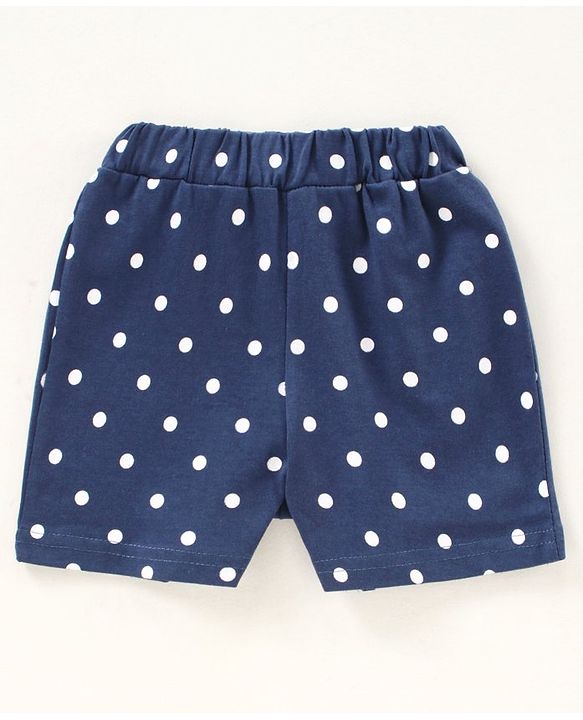 Babyhug Half Sleeves Top & Shorts Set Polka Print - Navy Blue