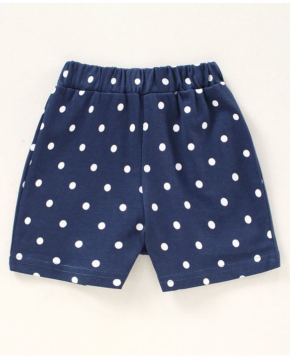 Babyhug Half Sleeves Top & Shorts Set Polka Print - Navy Blue