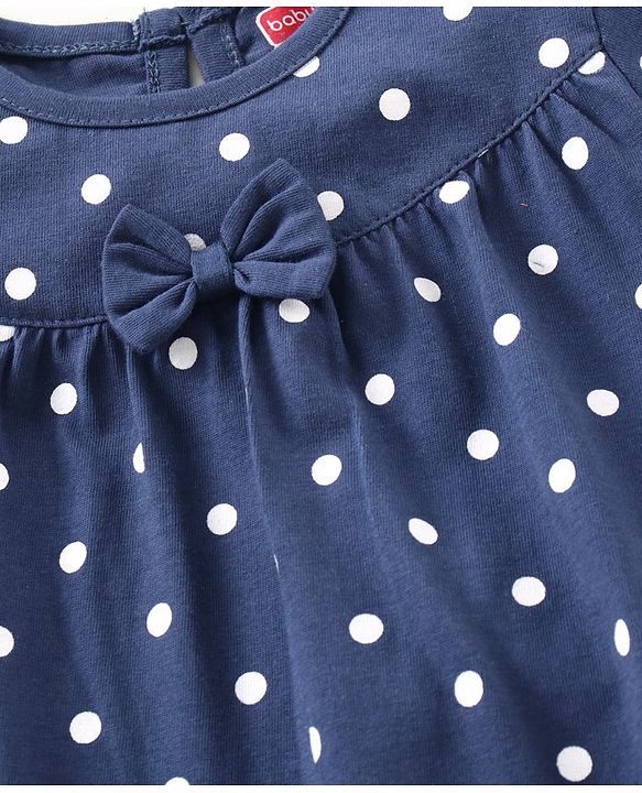 Babyhug Half Sleeves Top & Shorts Set Polka Print - Navy Blue