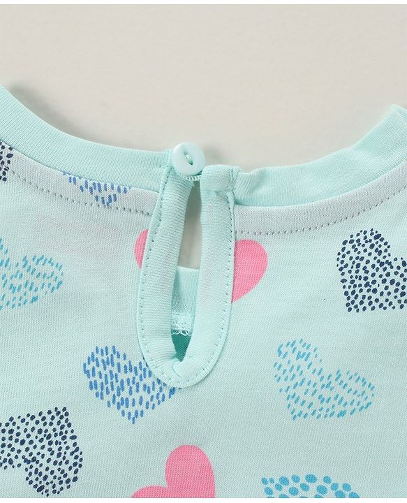 Babyhug 100% Cotton Half Sleeves Night Suit Heart Patch - Blue