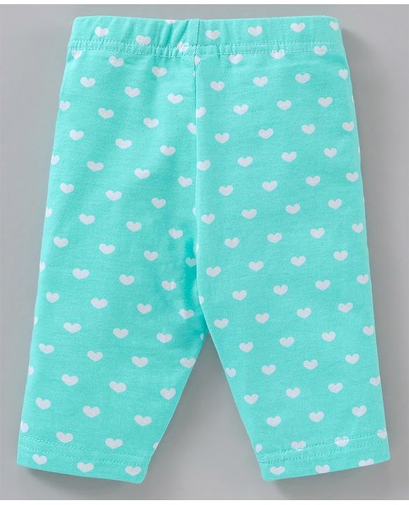 Babyhug Three Fourth Length Cotton Knit Leggings Stripes & Heart Print Pack of 3 - Multicolour