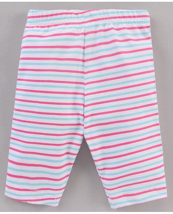 Babyhug Three Fourth Length Lycra Leggings  With Stretch Striped Pack Of 3 - Pink