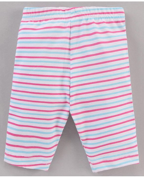 Babyhug Three Fourth Length Lycra Leggings  With Stretch Striped Pack Of 3 - Pink