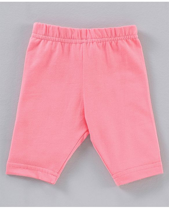 Babyhug Three Fourth Lycra Knit Striped & Heart Print Baby Leggings Pack of 3 - Multicolour