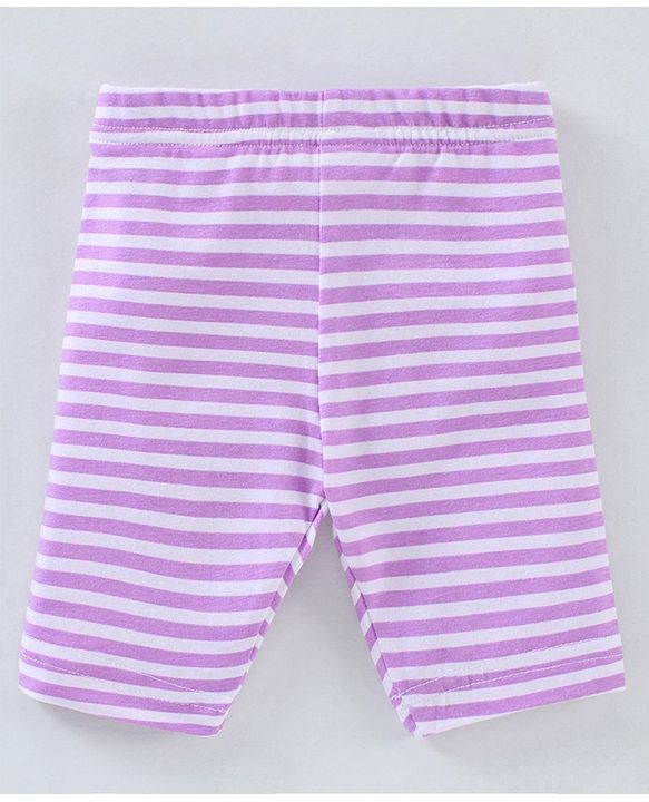 Babyhug Three Fourth Lycra Knit Flower Print Baby Leggings Pack Of 3 - Multicolour