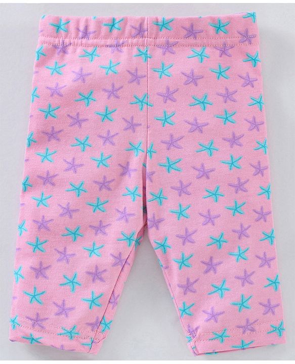 Babyhug Three Fourth Lycra Knit Flower Print Baby Leggings Pack Of 3 - Multicolour