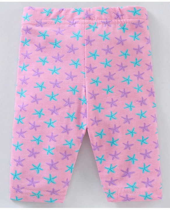 Babyhug Three Fourth Lycra Knit Flower Print Baby Leggings Pack Of 3 - Multicolour