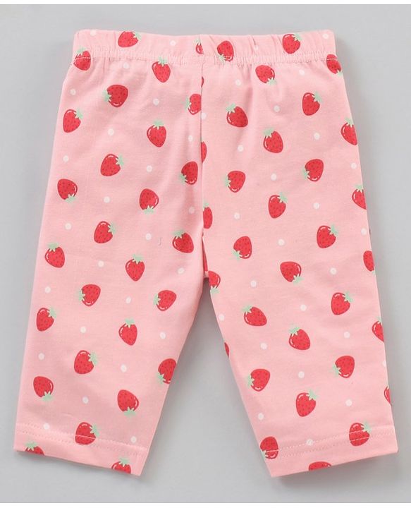 Babyhug Cotton Knit Three Fourth Length Leggings Solid & Strawberry Printed Pack Of 3 - Multicolour