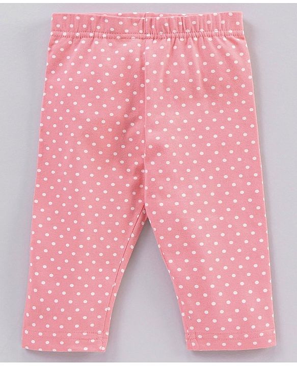 Babyhug Cotton Knit Three Fourth Length Leggings Polka Dots And Solid Pack of 3 - Pink Light Blue & White