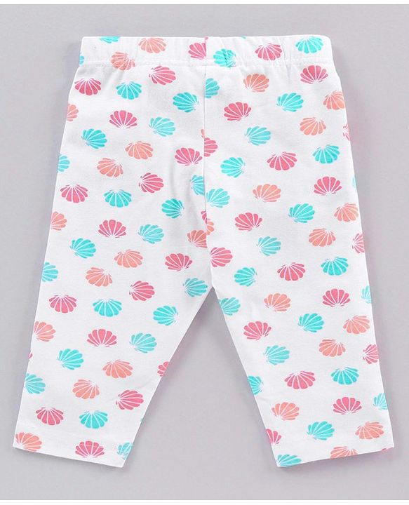 Babyhug Cotton Knit Three Fourth Length Leggings Polka Dots And Solid Pack of 3 - Pink Light Blue & White