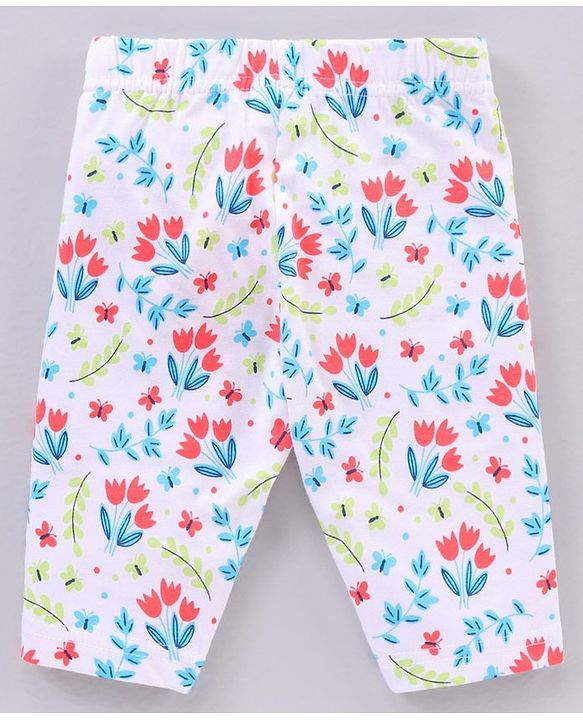 Babyhug Cotton Knit Three Fourth Length Leggings Multi Print Pack of 3 - Multicolour